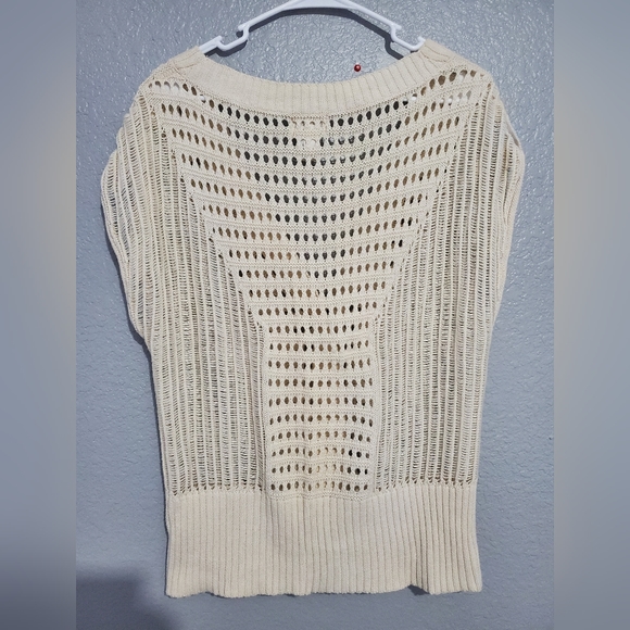 MUDD 100% Cotton Country White Plunging V-Neck Crochet Buttom Down Vest Size XL - Picture 11 of 11